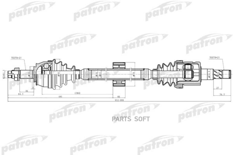 

Полуось передняя правая 25x952x51x25 OPEL: CORSA D 1.3CDTI (66KW) 06- PATRON PDS0286