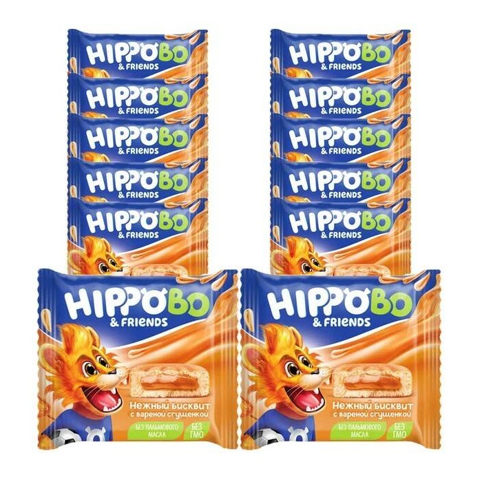 

Пирожное Hippo Bo&friends бисквитное с вареной сгущенкой упаковка 12 штук по 32 г, 445