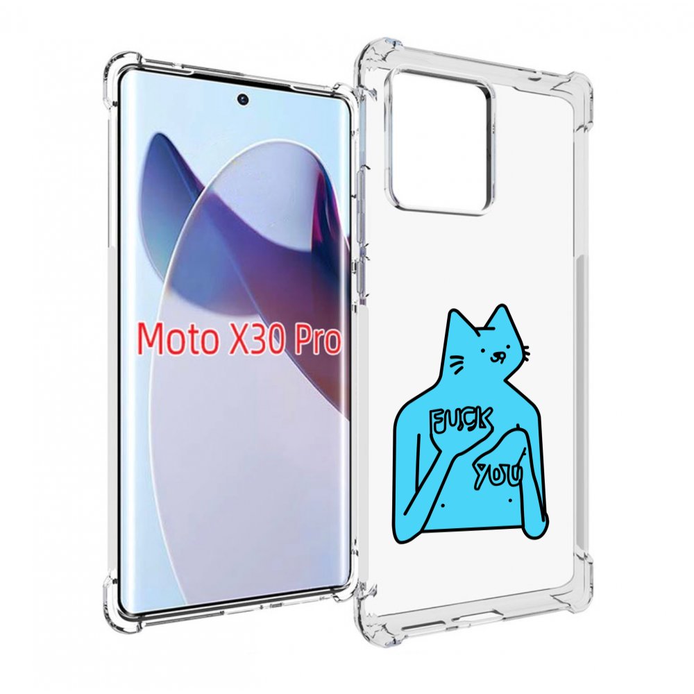 

Чехол MyPads голубой-кот-фак-ю для Motorola Moto X30 Pro, Прозрачный, Tocco