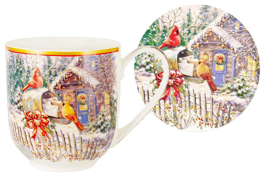 

Набор из 2 предметов Carmani Новогодний пейзаж Кружка 0.48л подставка CAR2-219-9782_