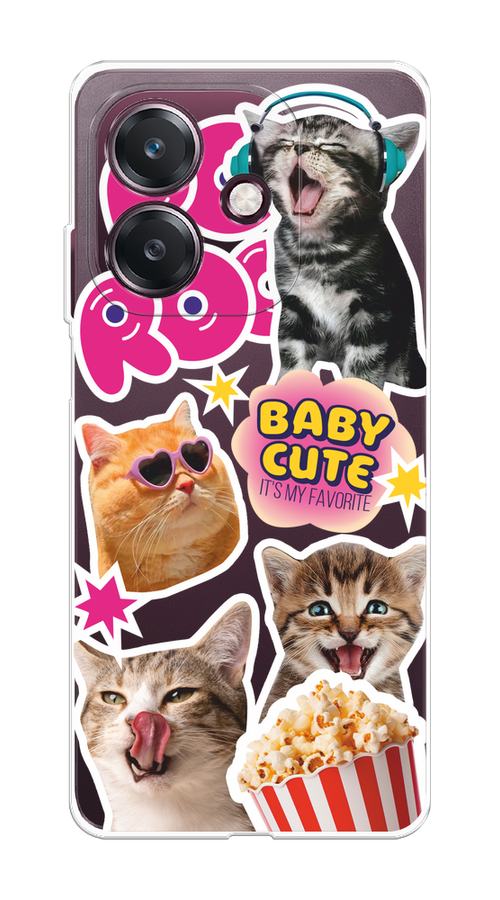 

Чехол на Oppo A3 "Popcorn cats", Серый;коричневый;розовый, 2518650-1