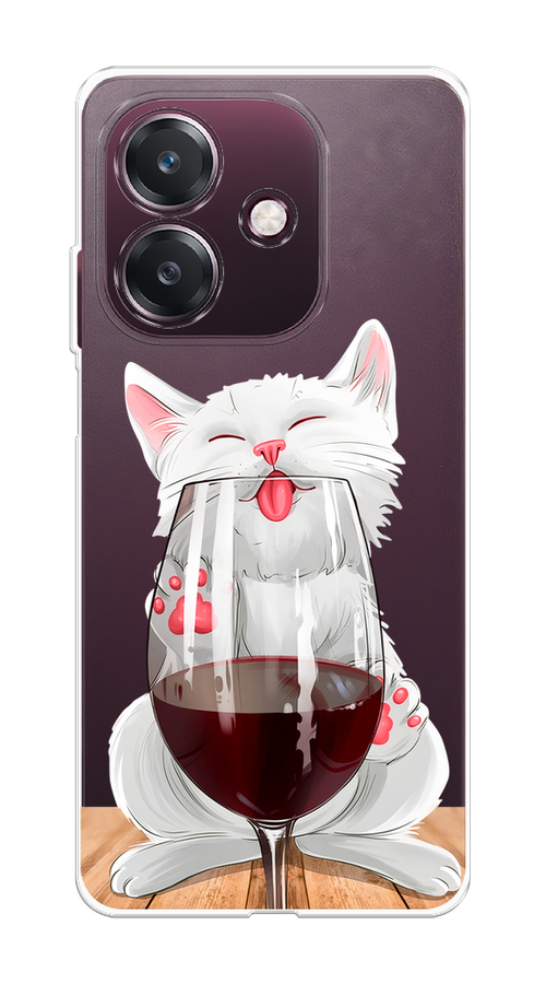 

Чехол на Oppo A3 "Кот с бокалом", Прозрачный;белый;красный, 2518650-1