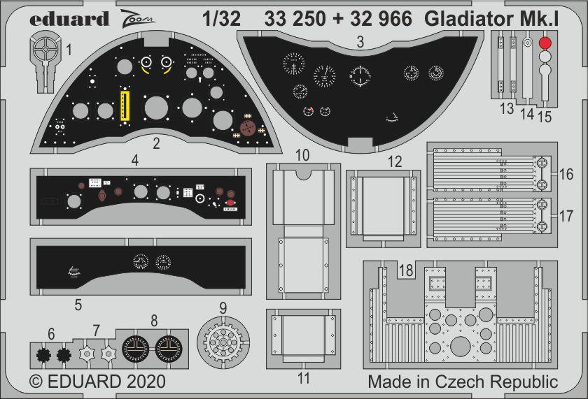 

Фототравление Eduard 33250 Gladiator MK.I ICM 1/32