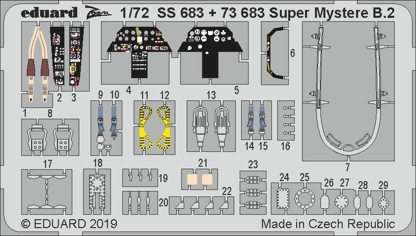 

Фототравление Eduard SS683 Super Mystere B.2 1/72