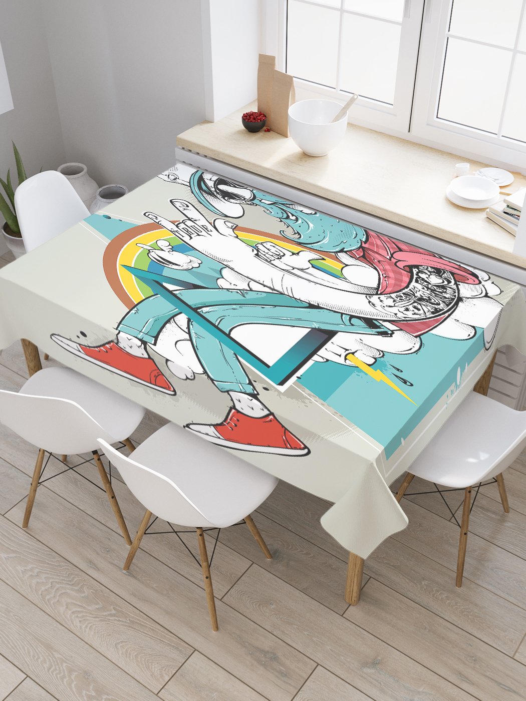 

Скатерть прямоугольная JoyArty "Свободный человек" из оксфорда, 120x145 см, Голубой, Свободный человек