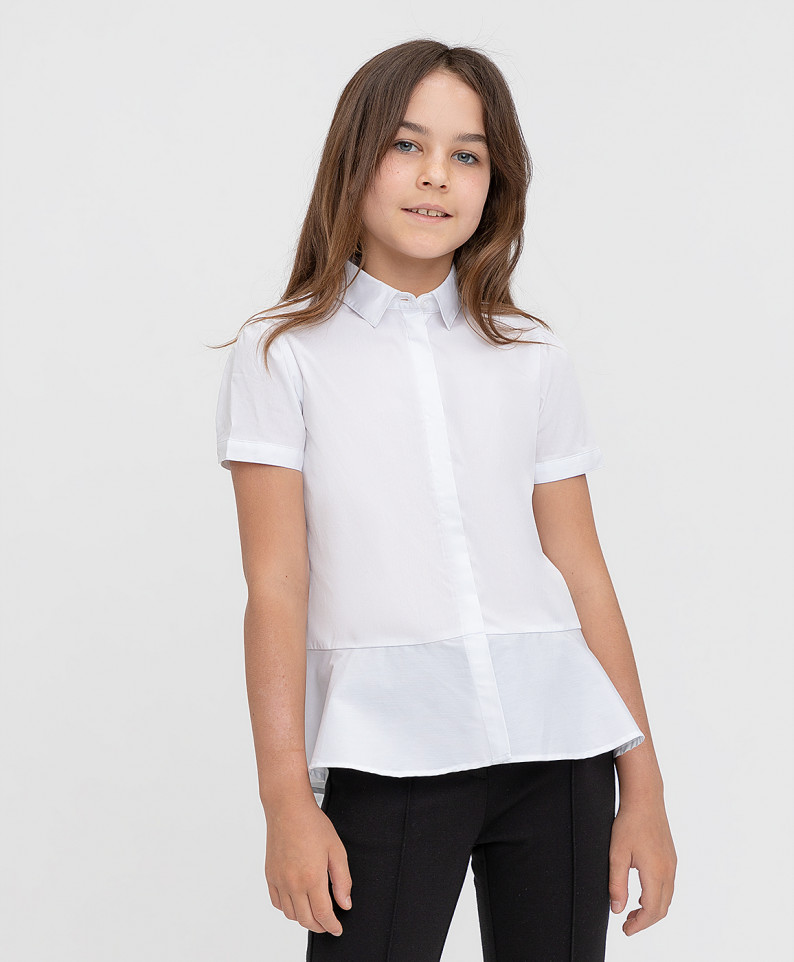 

Блузка белая с коротким рукавом Button Blue 140, 221BBGS22090200