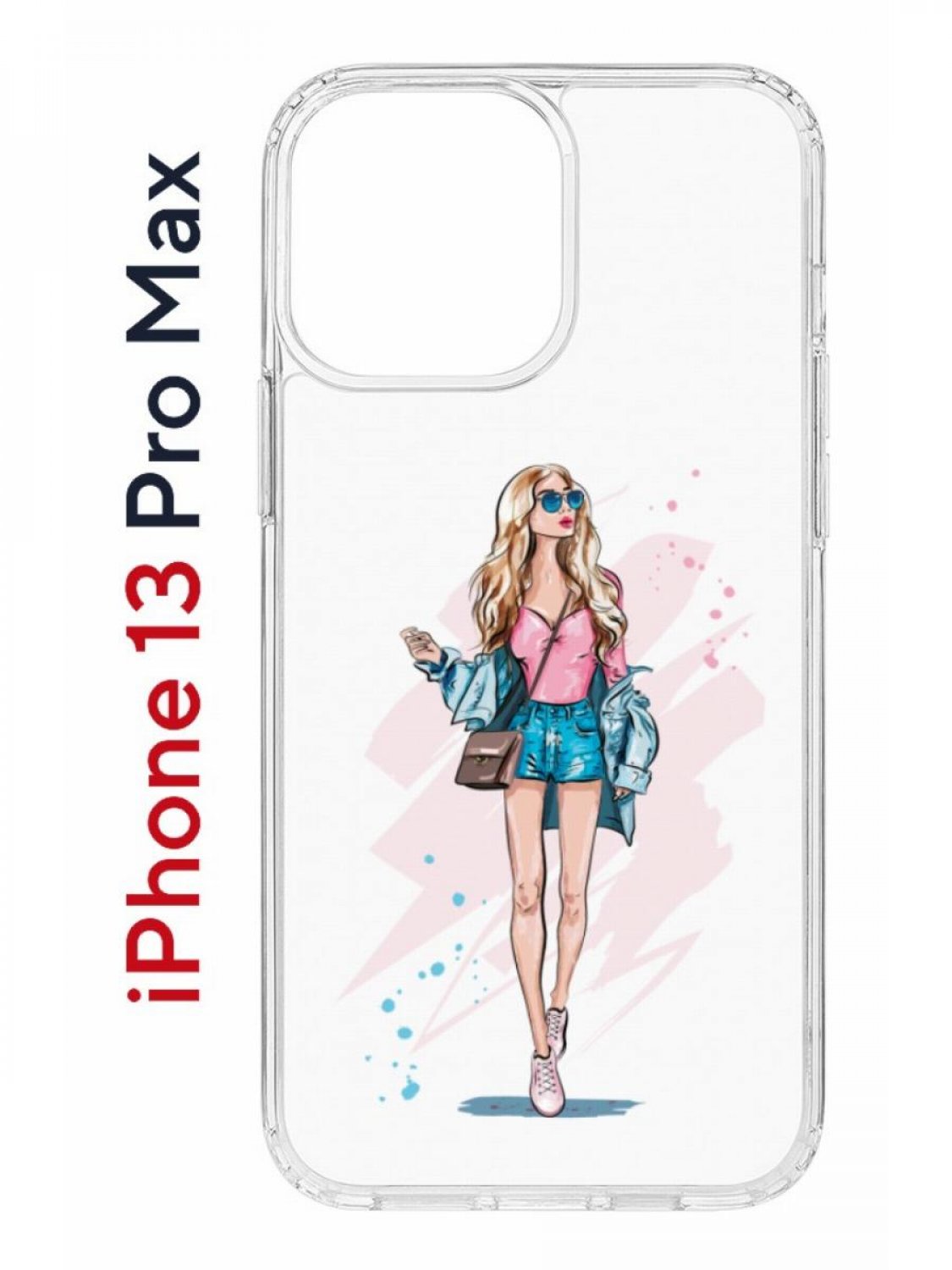 фото Чехол на iphone 13 pro max с принтом kruche print fashion girl, бампер с защитой камеры кruче