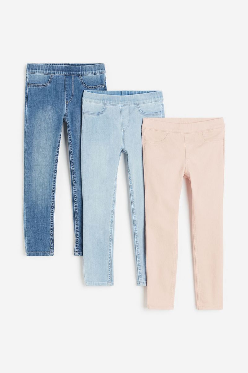 

Леггинсы детские H&M 0771296, Джинсовый синий, светло-розовый, 98, Голубой, 0771296