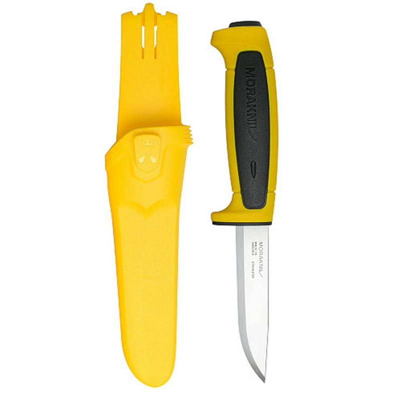 фото Нож morakniv basic 546 нержавеющая сталь, пласт. ручка (желтая) чер. вставка