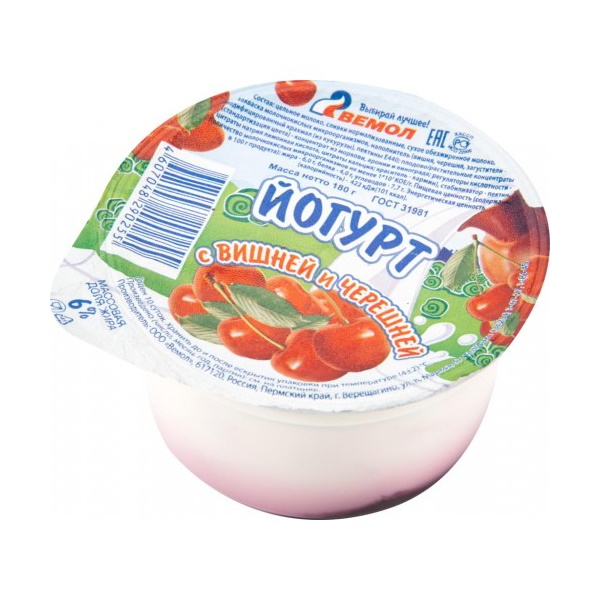 

Йогурт Вемол вишня-черешня 6% 130 г