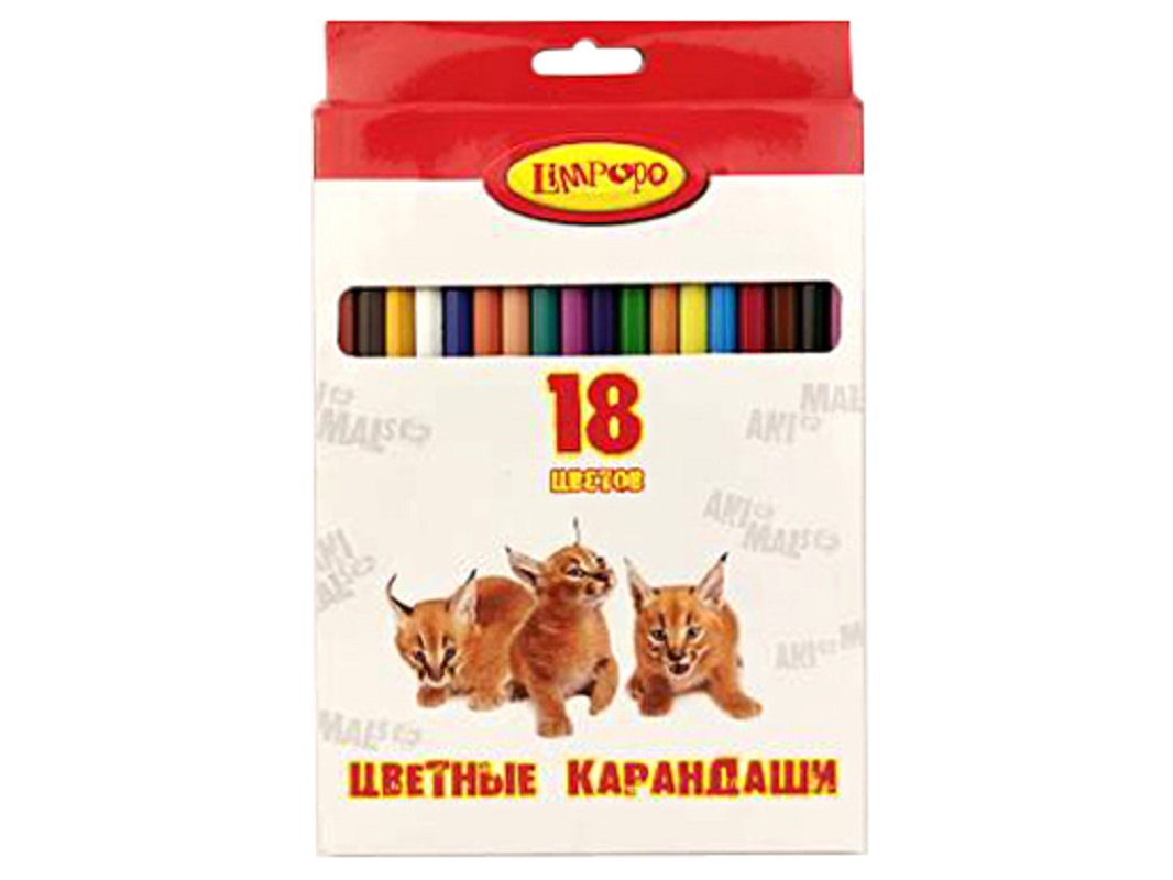 

Карандаши Лимпопо Animals LPR0266М 18цв, Разноцветные