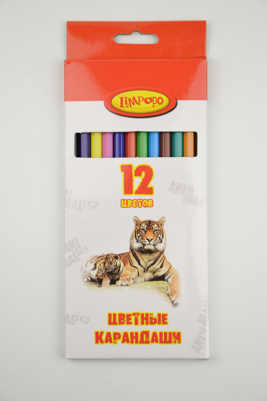 

Карандаши цветные ЛимпопоAnimals LPR0262М 12 цв, Разноцветные