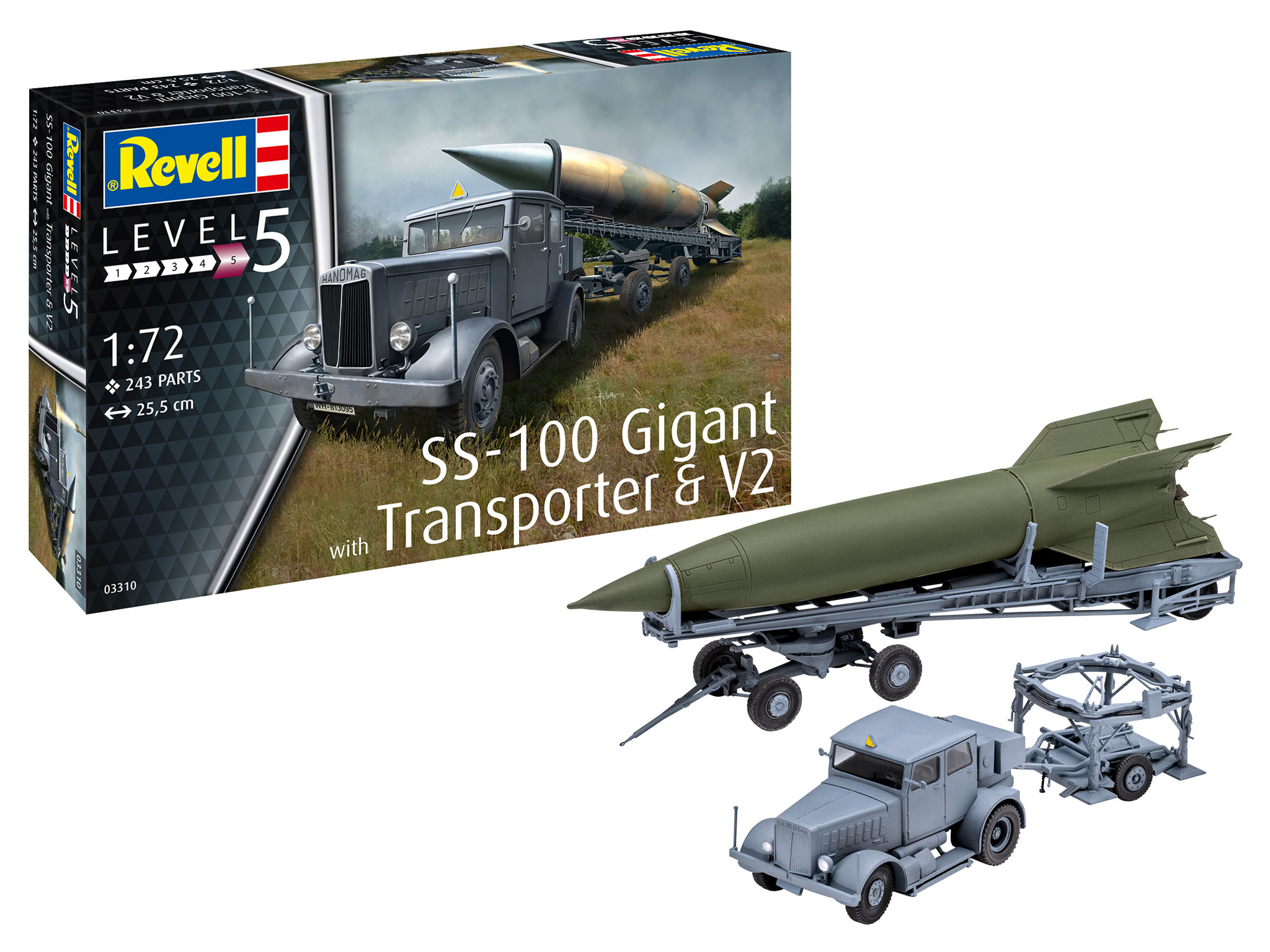 фото Сборная модель revell военная техника ss-100 gigant with transporter & v2