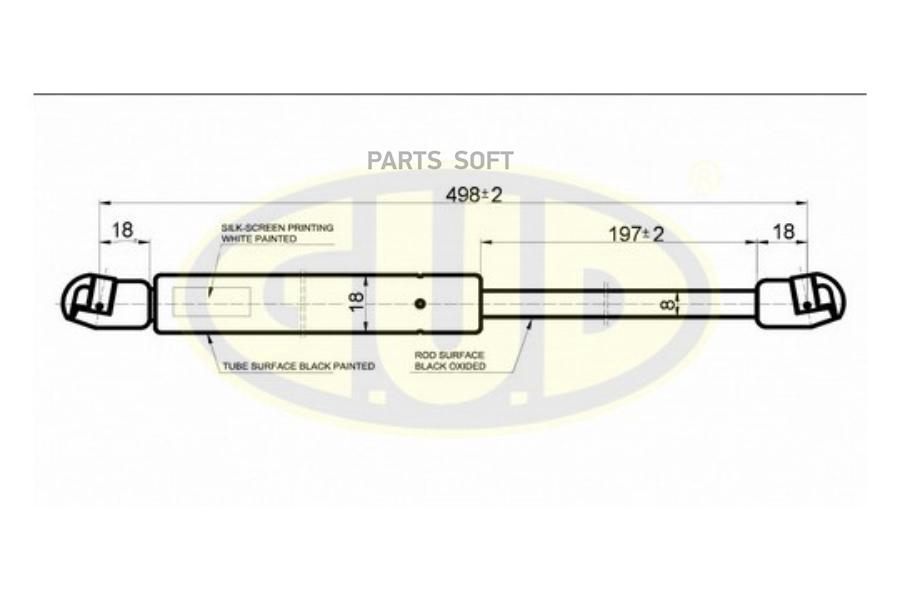 Амортизатор багажника mini mini/one/cooper/works (r50, r53) 06/01- 330n l=498/197mm