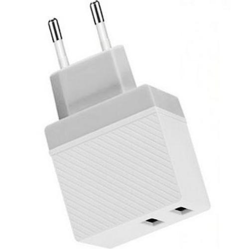 фото Сетевой адаптер питания hoco c23a haoke white зарядка 2.4а 2 usb-порта, белый c23a white