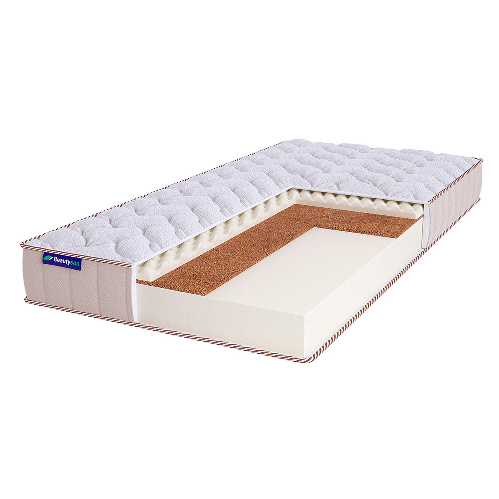 фото Матрас двуспальный / beautyson roll foam 10 cocos sens lux / бесклеевой / 180x180 / 14 см