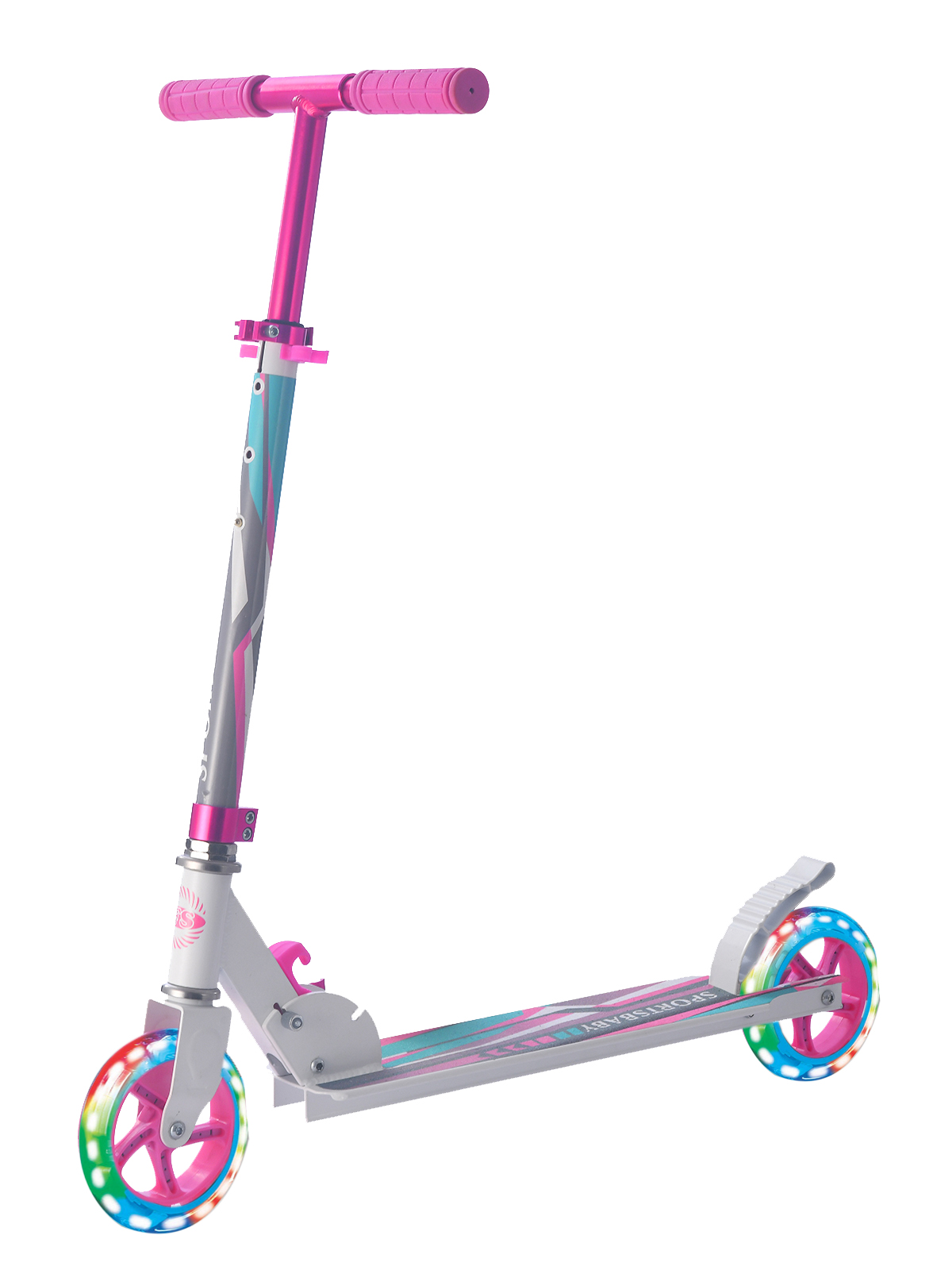 Самокат Sportsbaby Street Art MS-140 розовый со светящимися колесами трехколесный велосипед sportsbaby turbo ms 0637 ic розовый