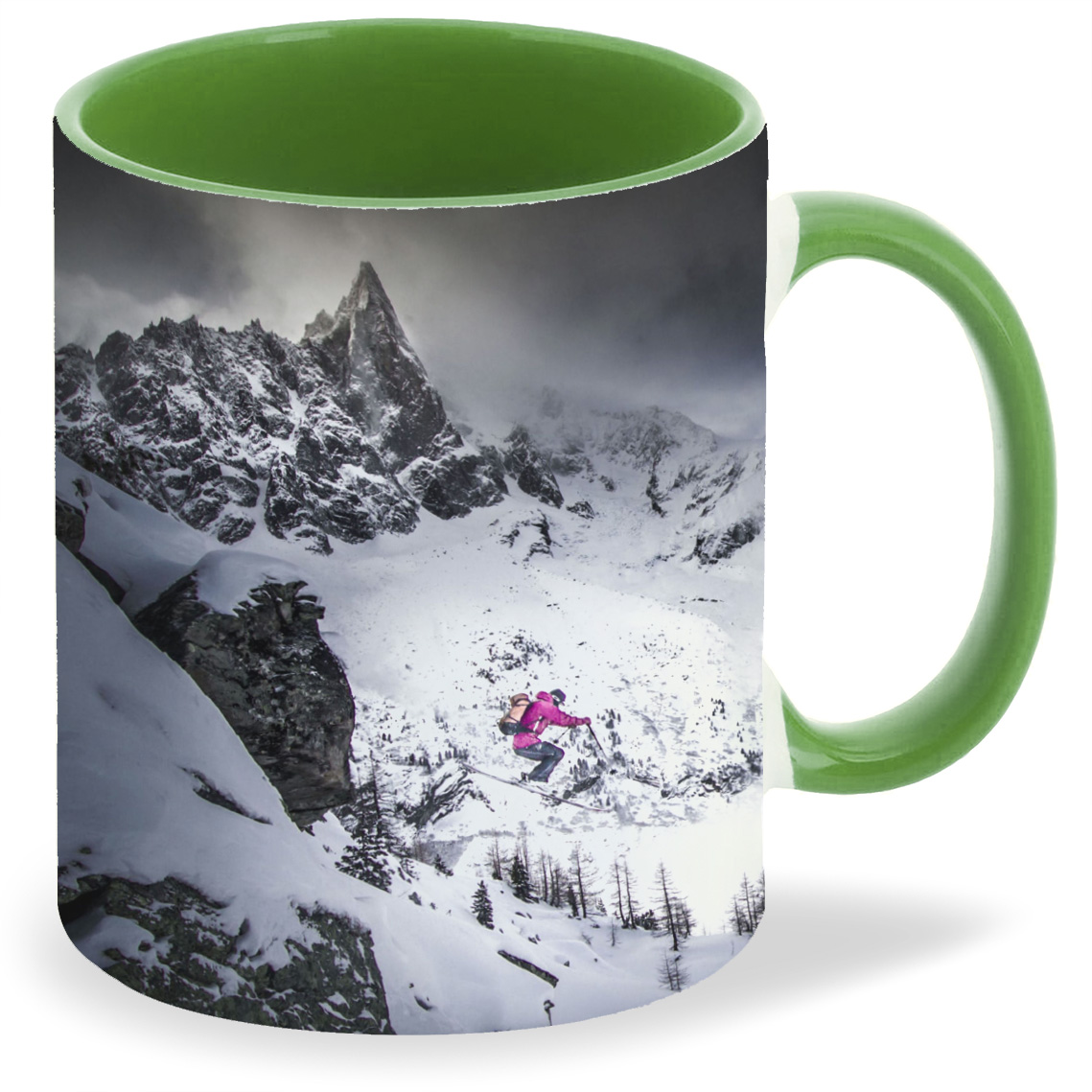 фото Кружка coolpodarok лыжи лыжник прыжек с горы фиолетовый костюм