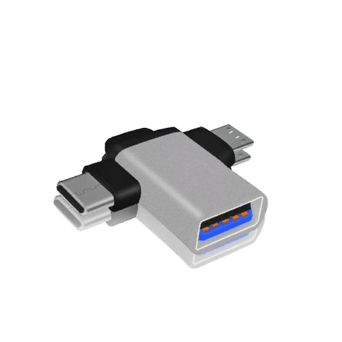 

Адаптер-переходников 2-в-1 OTG Two in one OTG line Type-C+V8/3.0 USB ., Серый, OTG Two in one 2-в-1 100