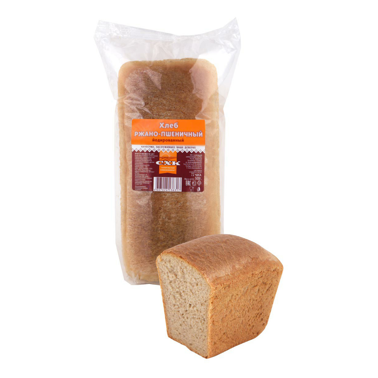 

Хлеб серый СХК Йодированный ржано-пшеничный 500 г, Йодированный ржано-пшеничный