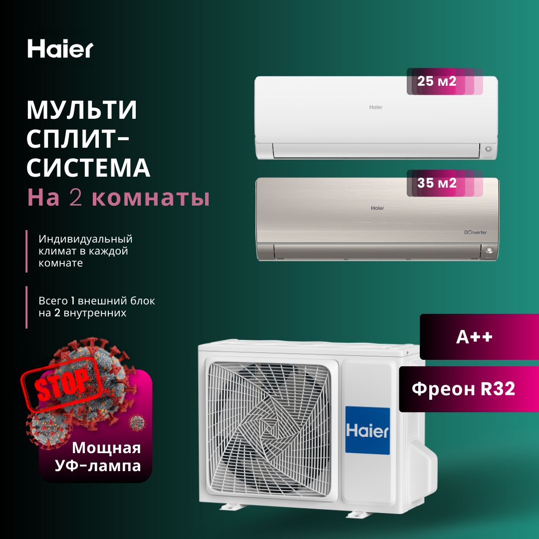 Сплит система haier на 2 комнаты