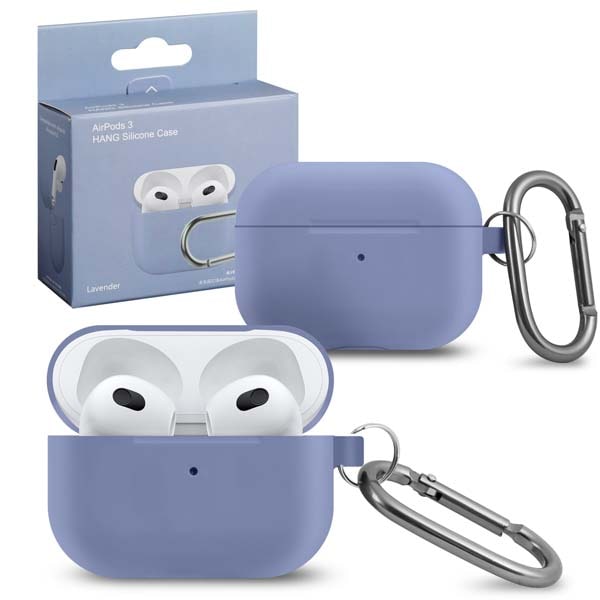 фото Чехол для airpods 3 hang silicon case с карабином lavender nobrand