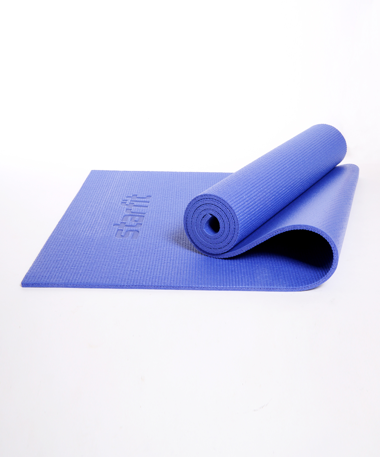 фото Коврик для йоги и фитнеса starfit fm-101 pvc, 0,8 см, 173x61 см, темно-синий