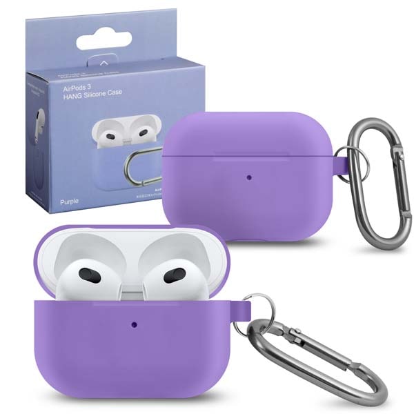 фото Чехол для airpods 3 hang silicon case с карабином purple nobrand