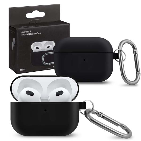 фото Чехол для airpods 3 hang silicon case с карабином black nobrand