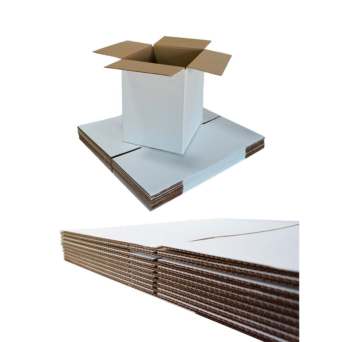 фото Коробки картонные 33х32х23см 10 штук белые гофрокороб гофроящик ящик для хранения переезд verol