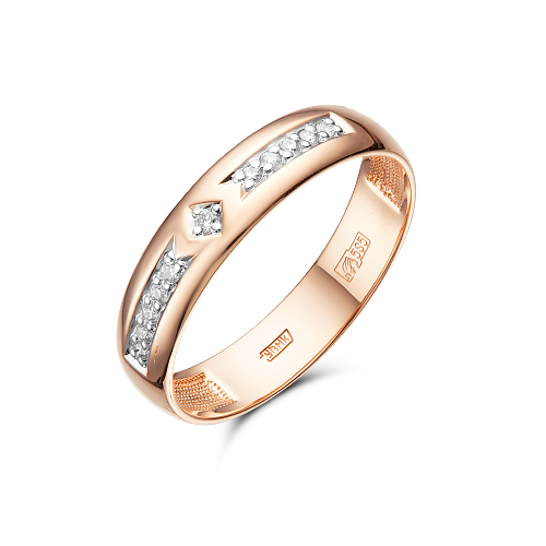 Кольцо обручальное из золота р.20 Dewi 6010019, бриллиант