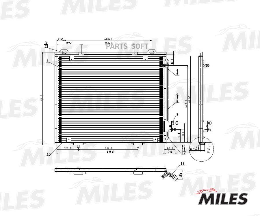 Радиатор Кондиционера (Паяный) Mercedes Benz W210 2.0-3.0 D 95-04) Accb021 Miles арт. ACCB