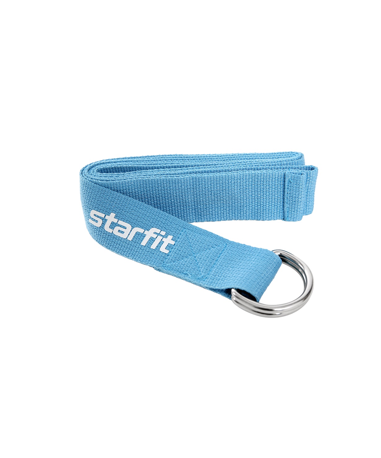 фото Ремень для йоги starfit core yb-100 186 см, хлопок, синий пастель