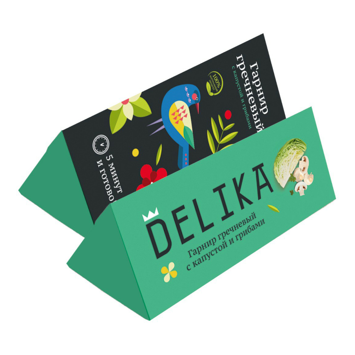 

Гречка Delika с капустой и грибами быстрого приготовления 160 г