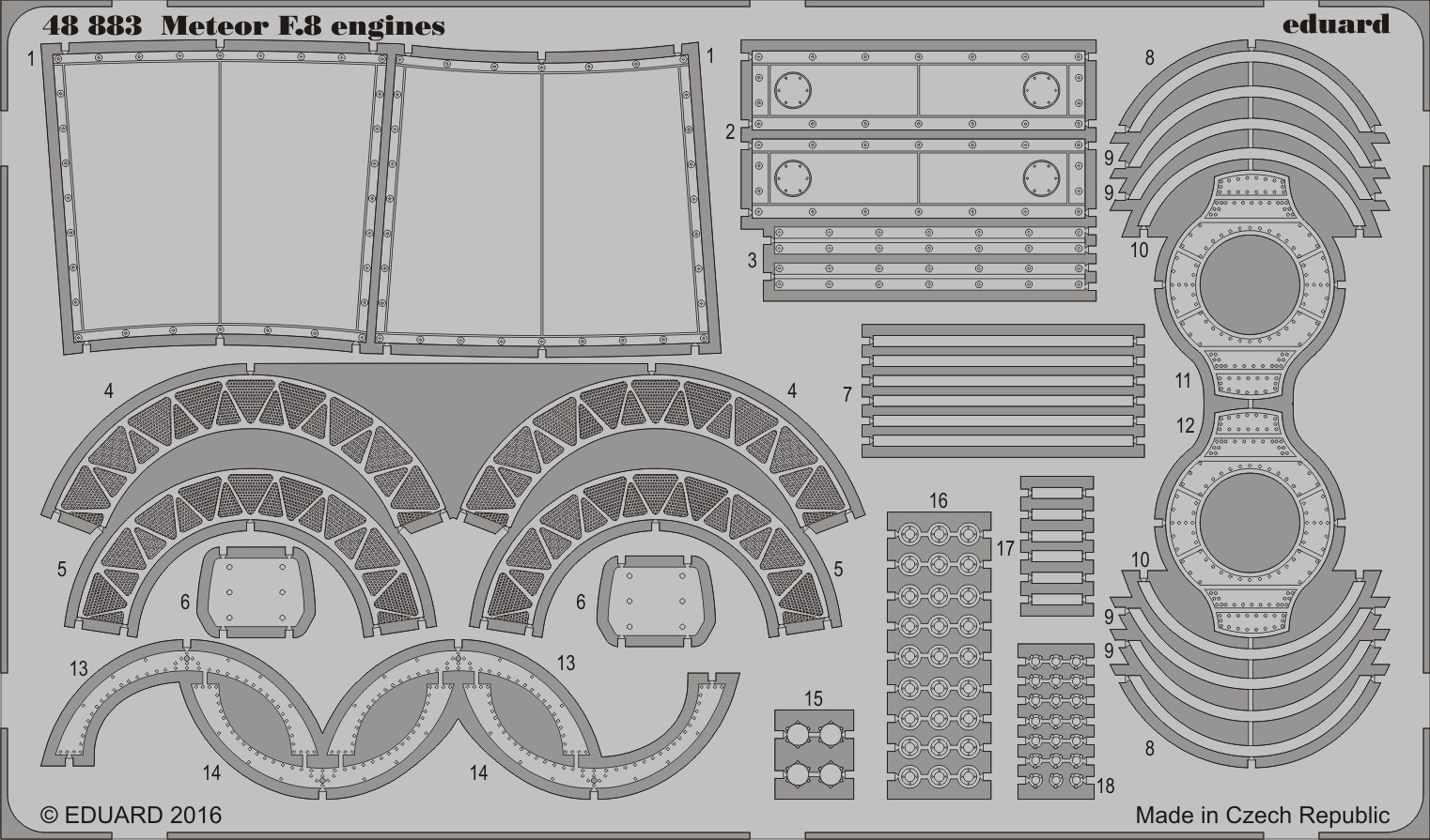 фото Фототравление eduard meteor f.8 engines