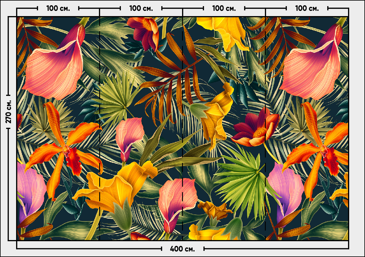 Фотообои Photostena Тропические цветы 4 x 2,7 м