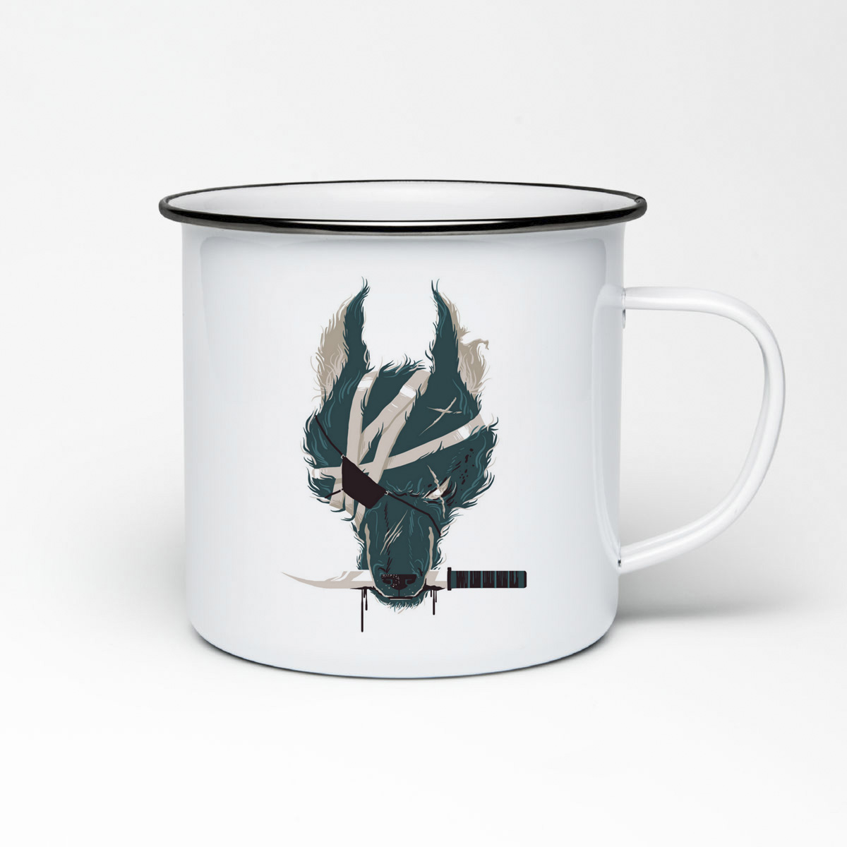 

Кружка металлическая CoolPodarok Животные Волк с повязкой на глазу