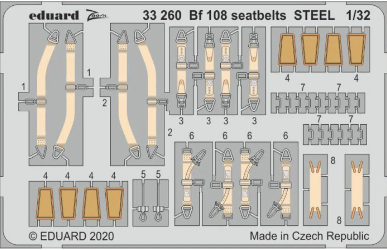 фото Фототравление eduard 33260 bf 108 ремни безопасности 1/32