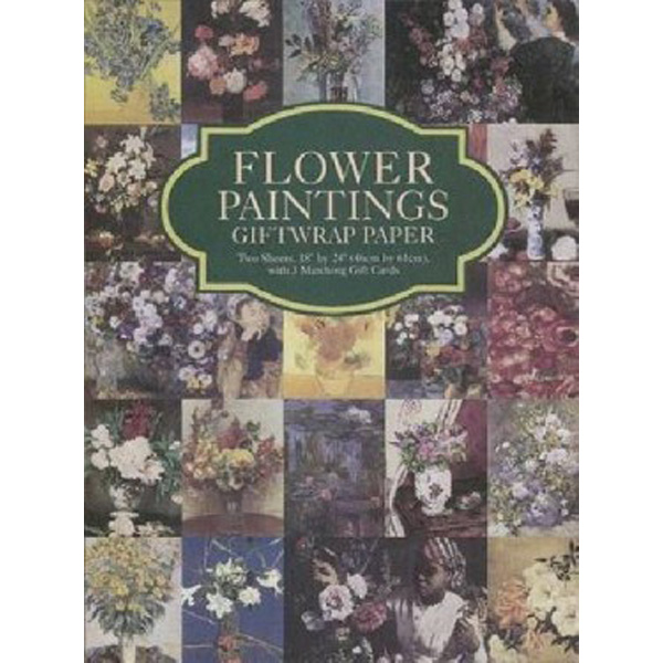 

Flower Paintings Giftwrap Paper: Two Sheets 18 x 24 (46cm x 61cm) with 3 Matching G...