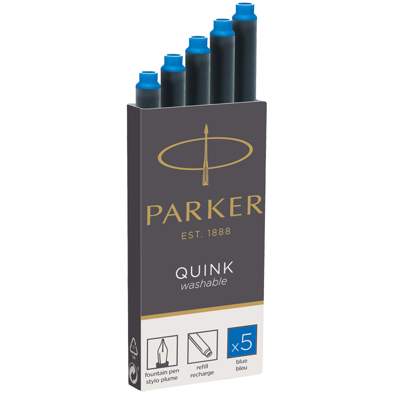 

Картриджи чернильные Parker "Cartridge Quink" смываемые синие, 5шт., блистер