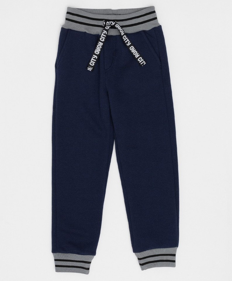 фото Темно-синие брюки из фактурной ткани button blue 128