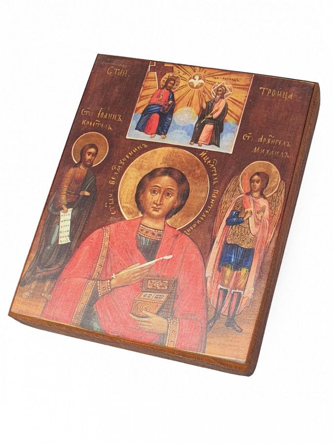 

Икона Пантелеимон Целитель, Великомученик, под старину, 15х18 см