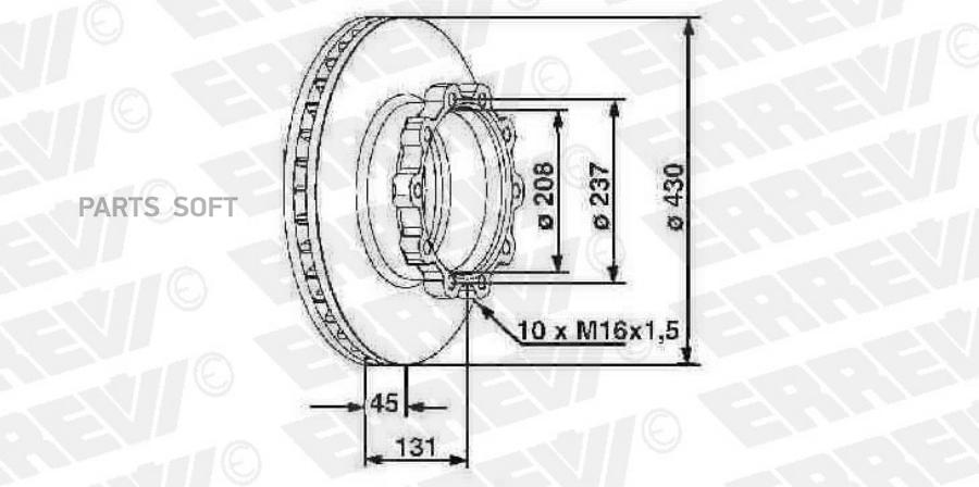 Диск тормозной 430208X45131 10N-237-M16X15 15390₽