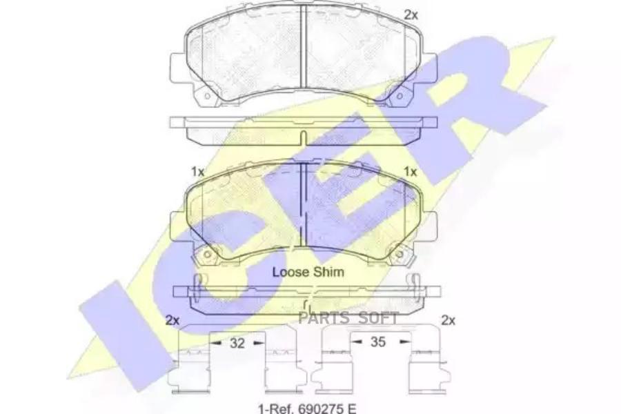 

Тормозные колодки ICER передние для Isuzu D-max 2.5dtd, 3.0d 2007 182082