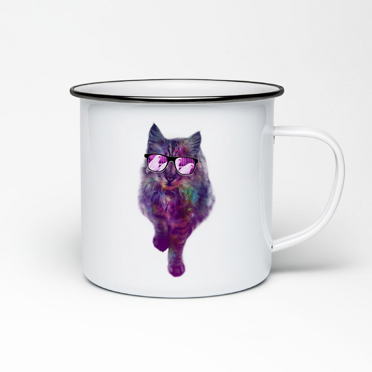 

Кружка металлическая CoolPodarok Кот в очках птицы