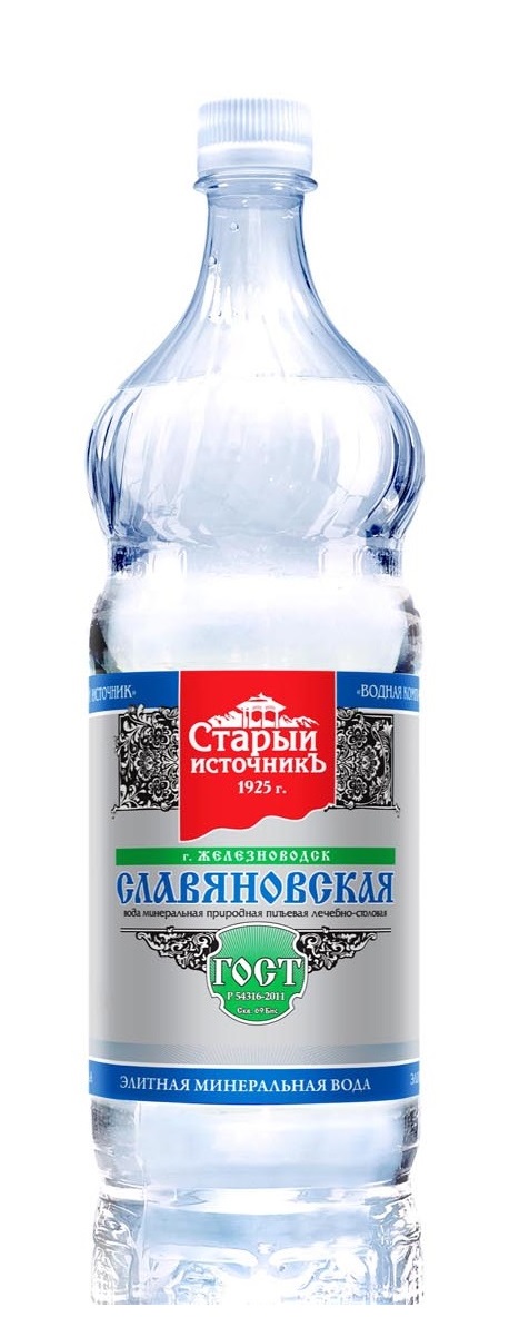 Вода минеральная Славяновская газированная лечебно-столовая 1 л