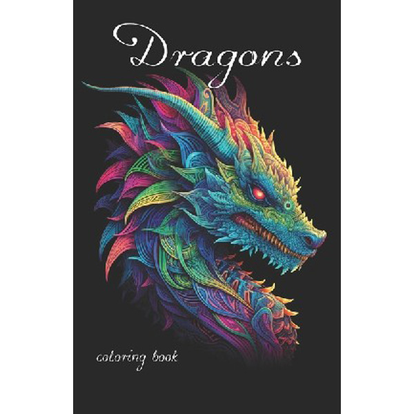 

Fantasy Dragon Coloring Book for adults with black background (Fantasy Coloring Books...