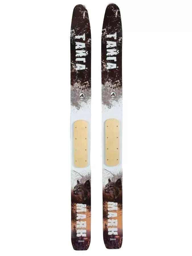 Комплект охотничьих лыж Маяк, Тайга Охотник с креплениями с пяткой и чехлом, 175х15 дерево