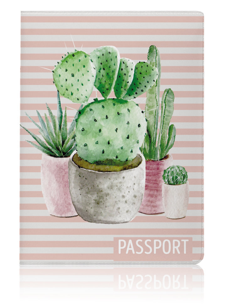 

Обложка для паспорта унисекс Cactus розовая, Розовый;зеленый, Cactus