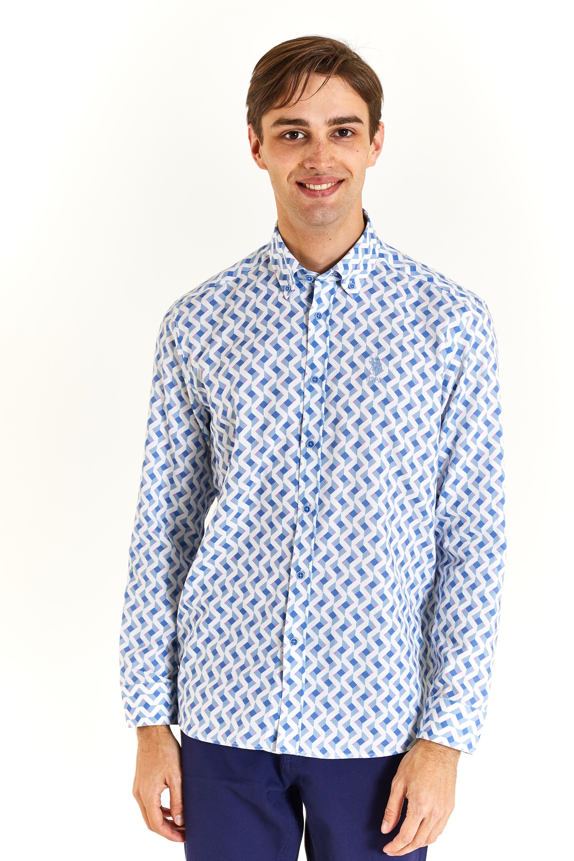 

Рубашка мужская U.S. POLO Assn. G081SZ0040LUCAS синяя XL, Синий, G081SZ0040LUCAS